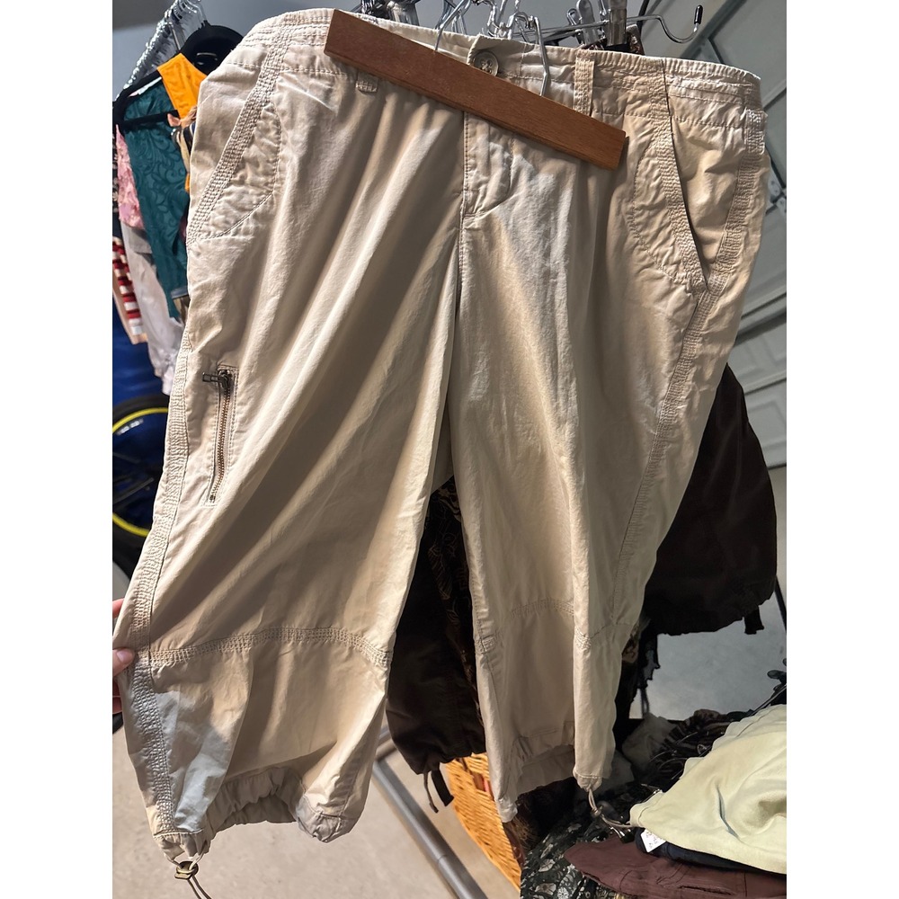 Khaki Capri Cargo Pants Y2K Utility Gorpcore Sonoma Cropped Trousers Tan Size 6